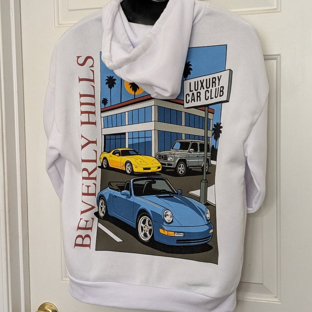 Brand Makers Beverly Hills Luxiry Car Club Graphic Pullover Hoodie Men's Size M